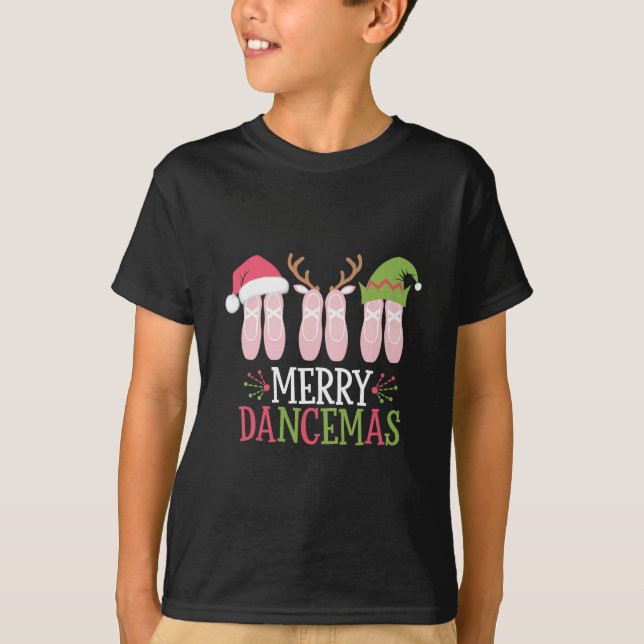 T-shirt Joyeuses Dancemas Noël Ballet Chaussures Danse (Devant)