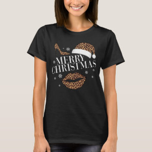 T-shirt Joyeuses femmes empreintes de léopard de Noël