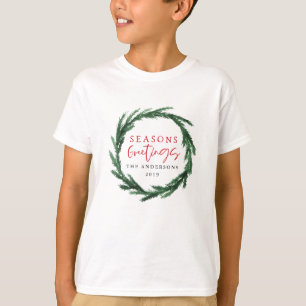 T-shirt Joyeuses Fêtes aquarelle wreath vacances moderne