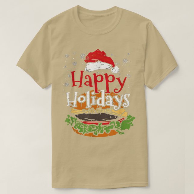 T-shirt Joyeuses fêtes au fromage Funny Cheese burger (Design devant)