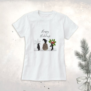 T-shirt Joyeuses fêtes mignonnes pingouin de Noël drôle