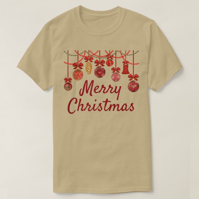 T-shirt Joyeuses fêtes Ornements Joyeux Noël Hanoukka (Design devant)