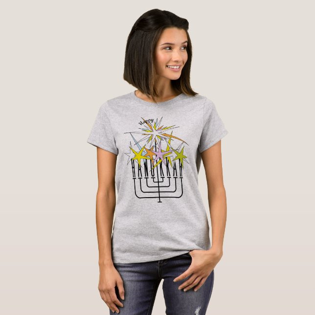 T-shirt Joyeuses LUMIÈRES HANOUKKA (Devant entier)
