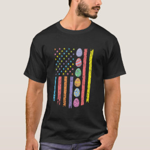 T-shirt Joyeuses Pâques Chasse aux œufs USA Drapeau Améric