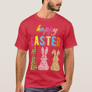 T-shirt Joyeuses Pâques Filles Femmes Lapin Mignon Léopard