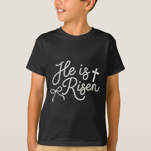 T-shirt Joyeuses Pâques il est ressuscité perle Jésus chré