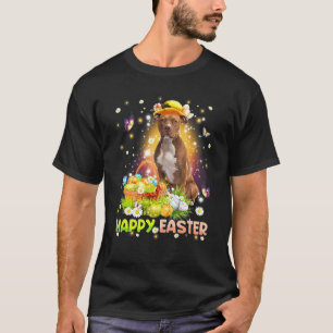 T-shirt Joyeuses Pâques Lapin Mignon Chien Pitbull Œufs Pa