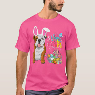 T-shirt Joyeuses Pâques Lapin Oeufs Chien Bouledogue