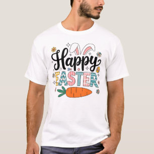 T-shirt Joyeuses Pâques lettrage à motifs - Joli Carotte e