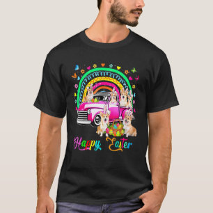 T-shirt Joyeuses Pâques Mignon Lapin Arc-en-ciel Corgi Sur