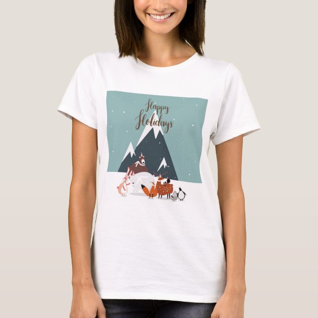 T-shirt Joyeuses vacances Animaux Amis (Devant)