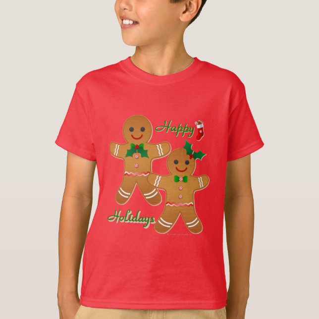 T-shirt Joyeuses vacances Gingerbread Homme garçon fille (Devant)