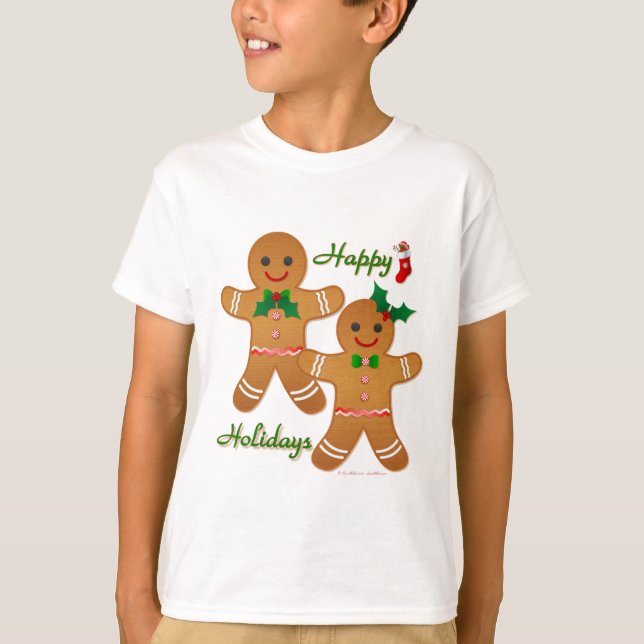 T-shirt Joyeuses vacances Gingerbread Homme garçon fille (Devant)