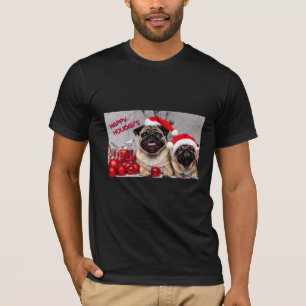 T-shirt Joyeuses vacances mignonnes chien animal de compag