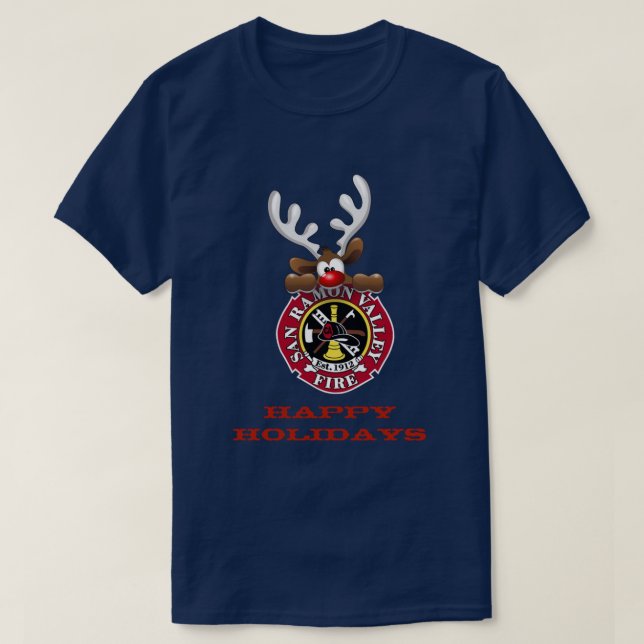 T-shirt Joyeuses vacances Reindeer San Ramon Valley Fire (Design devant)