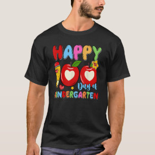 T-shirt Joyeux 100 Jours De Jardin D'Enfants En Crayon