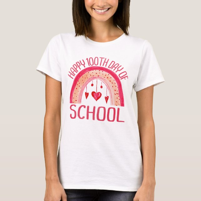 T-shirt Joyeux 100 jours de l'école Rainbow Student Teache (Devant)