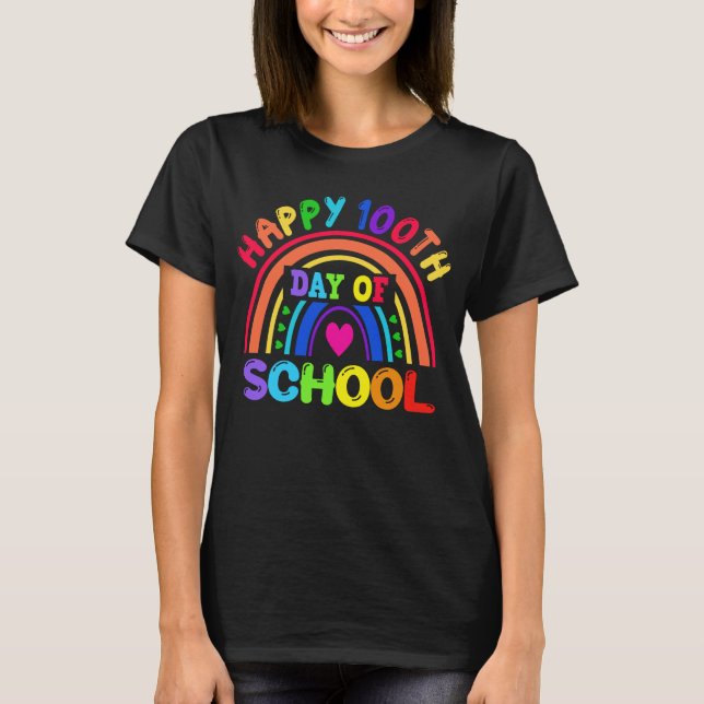 T-shirt Joyeux 100 jours de l'école Rainbow Student Teache (Devant)