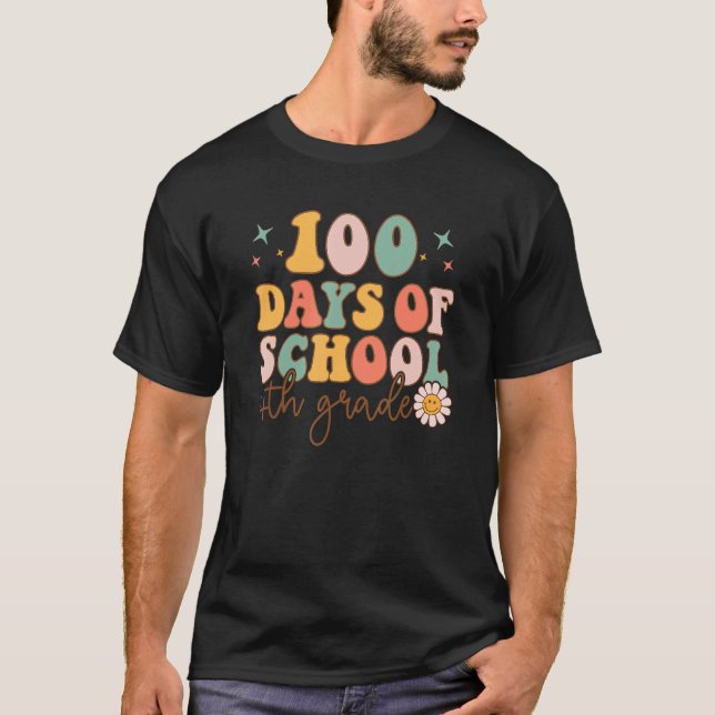 T-shirt Joyeux 100 Jours D'école Quatrième Année Plus Inte (Devant)