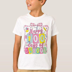 T-shirt Joyeux 100 Jours d'École Ruban Rose