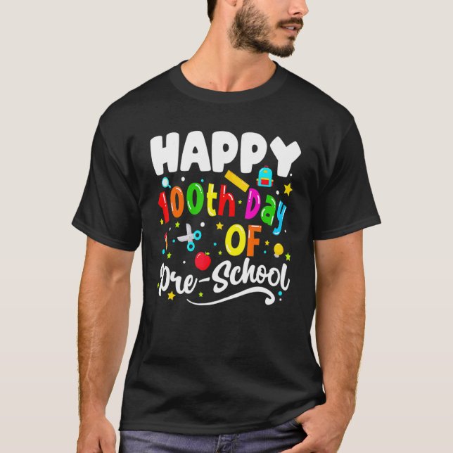 T-shirt Joyeux 100 Jours D'Enseignants Préscolaire Enfants (Devant)