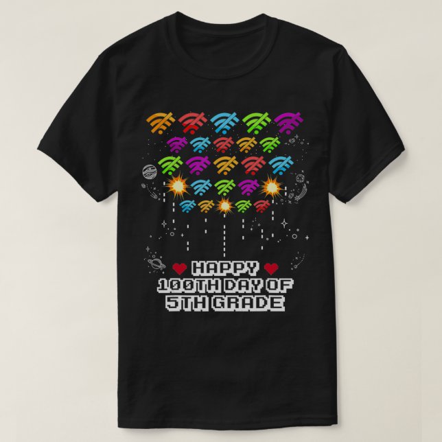 T-shirt Joyeux 100E Jour De 5E Année Funny Virtual School (Design devant)