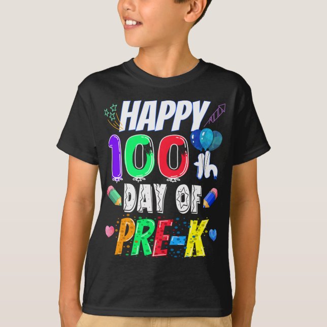 T-shirt Joyeux 100e jour de cadeau scolaire 100 jours de P (Devant)