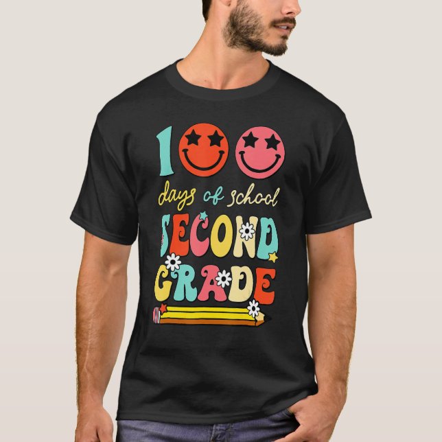T-shirt Joyeux 100e Jour De La 2e Année 100 Jours Scolaire (Devant)