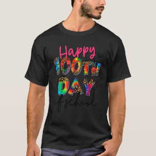 T-shirt Joyeux 100e jour de l'école Tie Dye Leopard Enseig