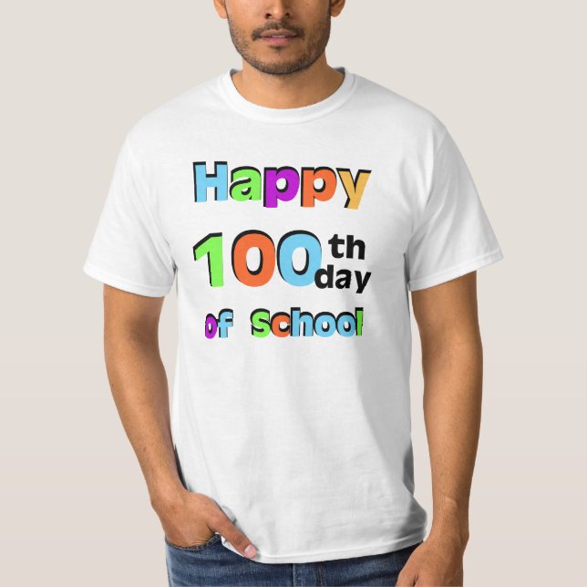 T-shirt Joyeux 100e jour d'école (Devant)