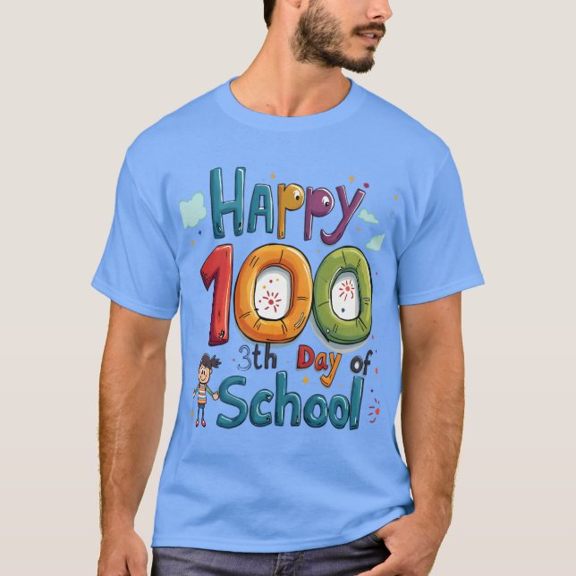 T-shirt joyeux 100e jour d'école (Devant)