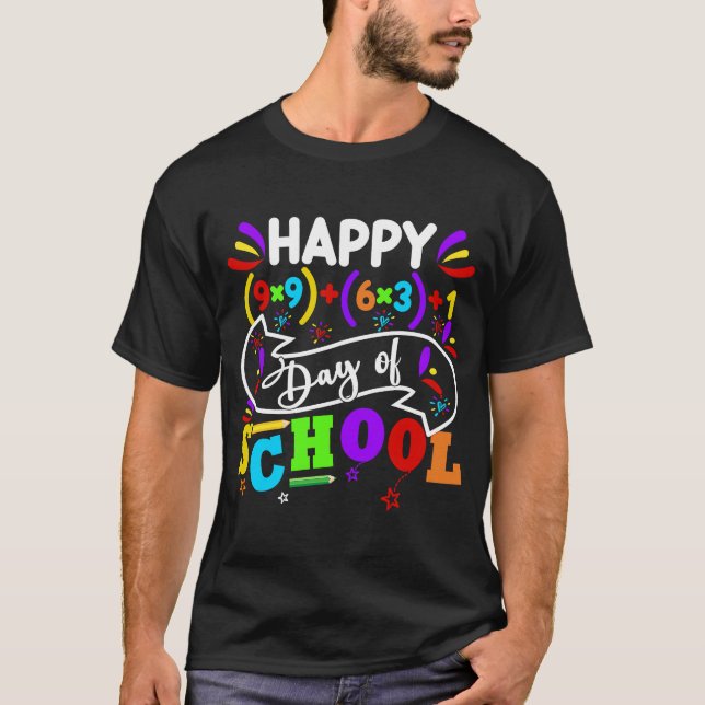 T-shirt Joyeux 100e jour d'école pour enseignant ou enfant (Devant)
