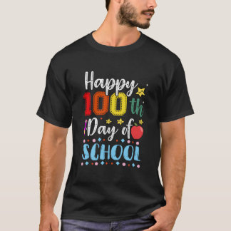 T-shirt Joyeux 100e jour d'école Professeur et élève color