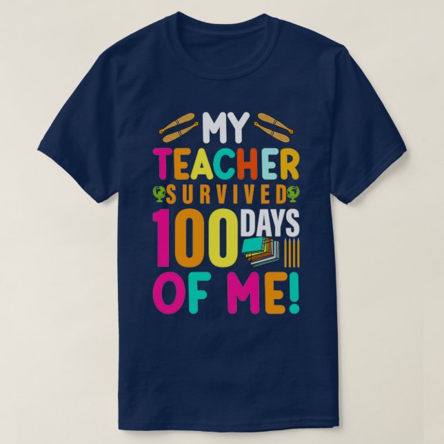 T-shirt Joyeux 100ème Jour De L'École 2022 Mon Enseignant  (Design devant)