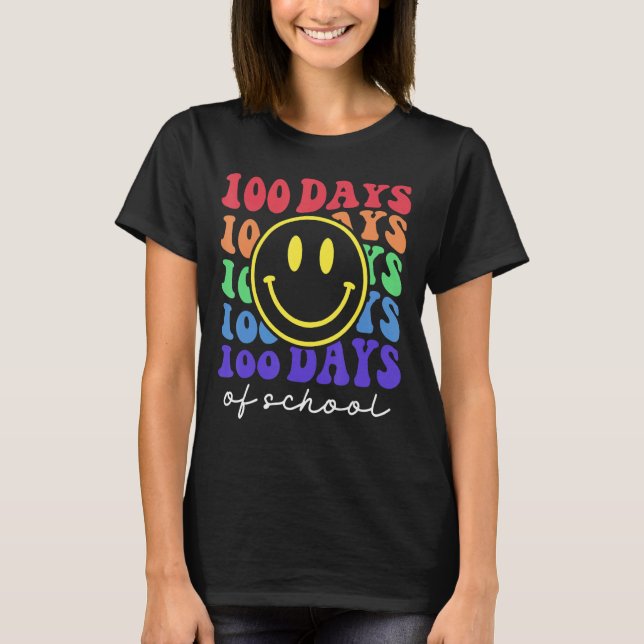 T-shirt Joyeux 100ème Jour De L'École Rétro Sourire 100 Jo (Devant)