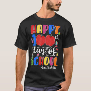 T-shirt Joyeux 100ème Jour De L'École Rouge Plaid Pomme Dé