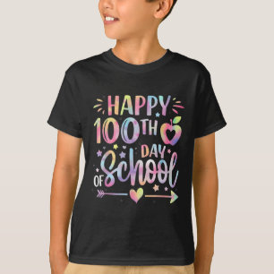 T-shirt Joyeux 100ème Jour De L'École Tie Dye Arc En Ciel 