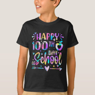 T-shirt Joyeux 100ème Jour De L'École Tie Dye Arc En Ciel