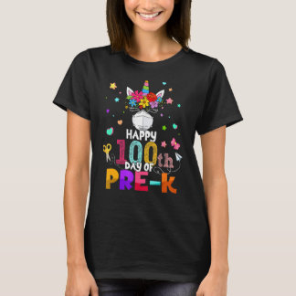T-shirt Joyeux 100ème Jour De Pré K Unicorn Masque Visage