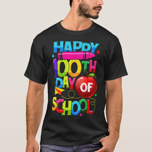 T-shirt Joyeux 100ème Jour D'Enseignant Enfants 100 Jours  (Devant)