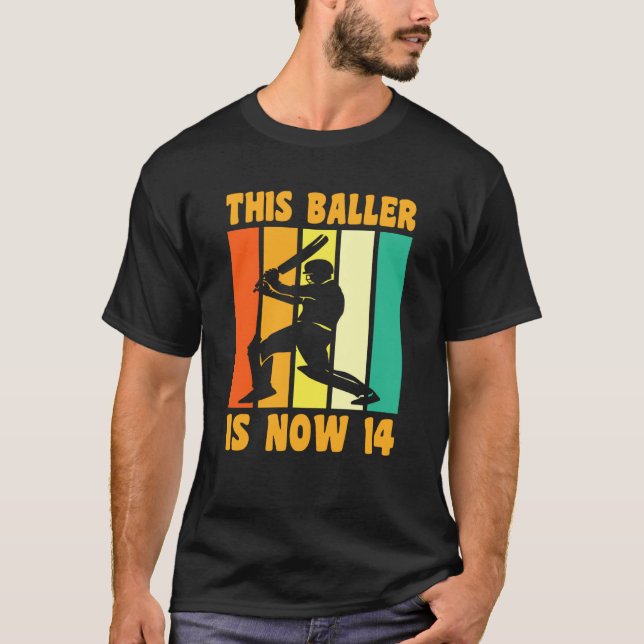 T-shirt Joyeux 14 Anniversaire 14 Anniversaire Cricket Vin (Devant)
