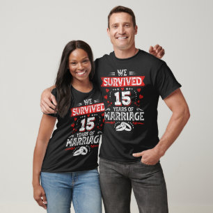 T-shirt Joyeux 15e anniversaire de mariage couples anniver