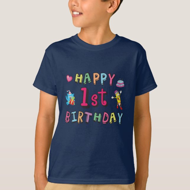 T-shirt Joyeux 1er anniversaire pour 1 an Enfants B jour s (Devant)