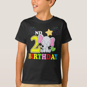 T-shirt Joyeux 2e anniversaire bébé bébé éléphant enfant -