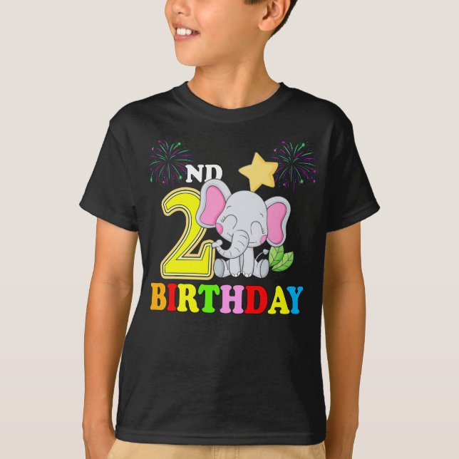 T-shirt Joyeux 2e anniversaire bébé bébé éléphant enfant - (Devant)