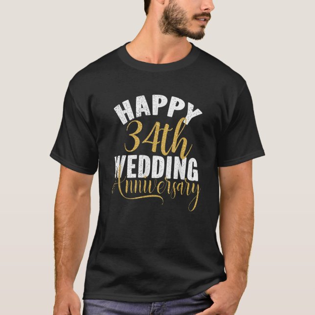 T-shirt Joyeux 34e anniversaire de Mariage cadeau de jumel (Devant)