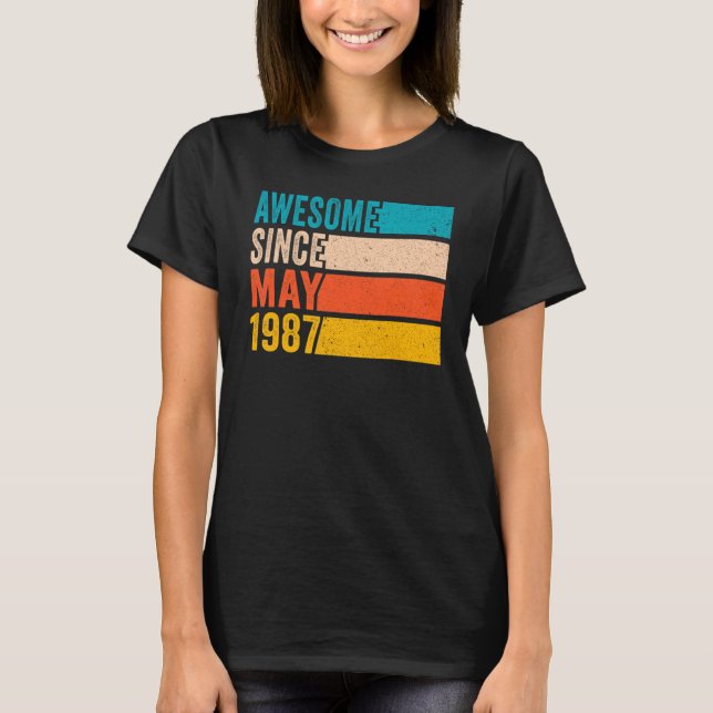 T-shirt Joyeux 35e anniversaire fête 35 ans Awesome Sinc (Devant)