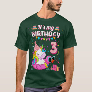 T-shirt Joyeux 3e anniversaire fille Unicorn Canard Float 