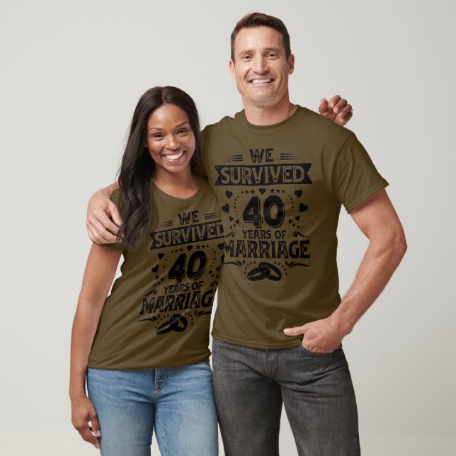 T-shirt Joyeux 40e anniversaire de Mariage en couple (Unisexe)