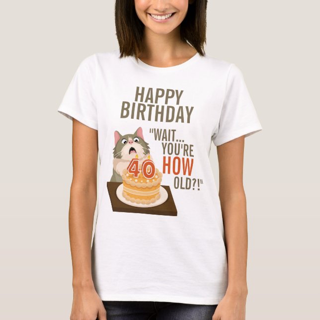 T-shirt Joyeux 40e anniversaire Funny Chat Humour Retro Pl (Devant)